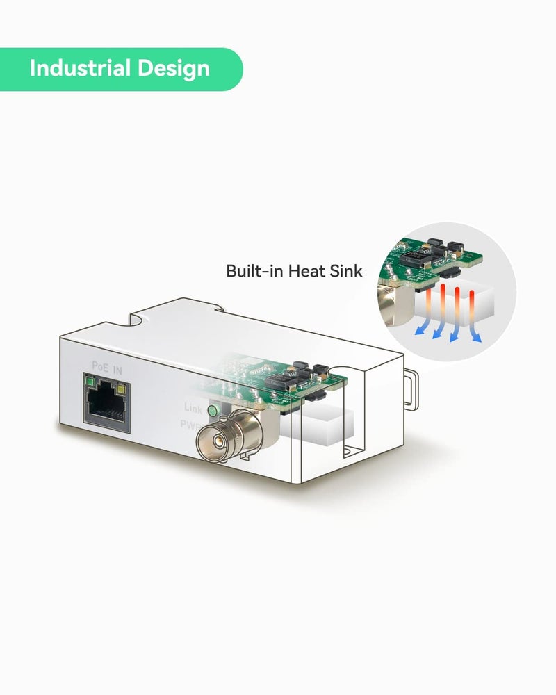 LINOVISION POE IP Over Coax EOC Converter Single Port Long Reach Ethernet Over Coax Extender for CCTV IP Camera(Receiver Only) - Image 2
